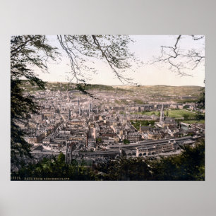 Poster Angleterre vintage 1895 Panorama, Bath City