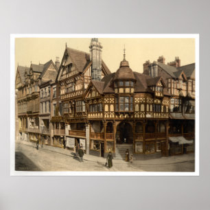 Poster Angleterre vintage, Chester, Cheshire du 19e siècl