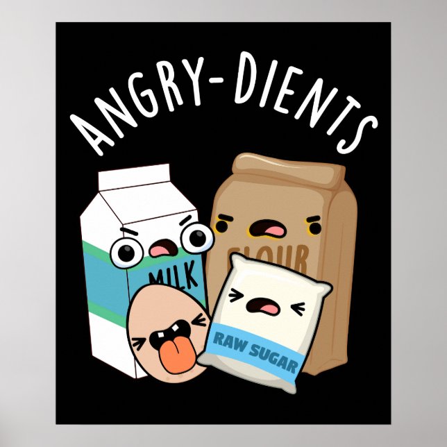 Poster Angry dients Funny Baking Pun Dark BG (Devant)
