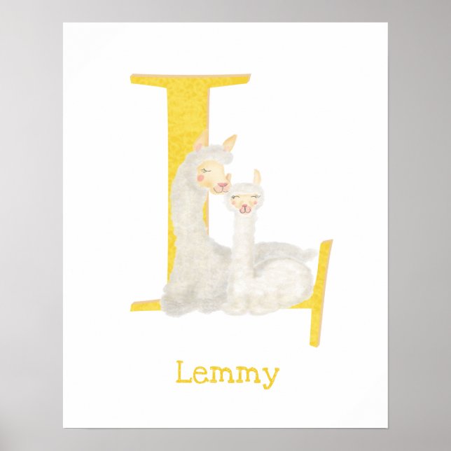 Poster Animal ABC L est pour l'impression lama (Devant)