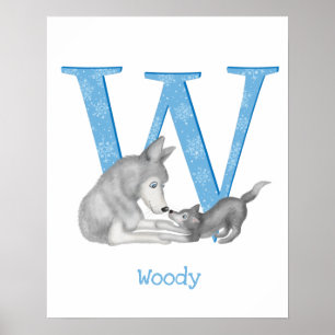 Poster Animal ABC W est pour l'impression de loup