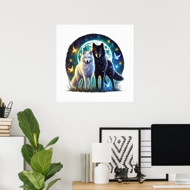 Poster animal amateur de loups cool (Bureau à domicile)