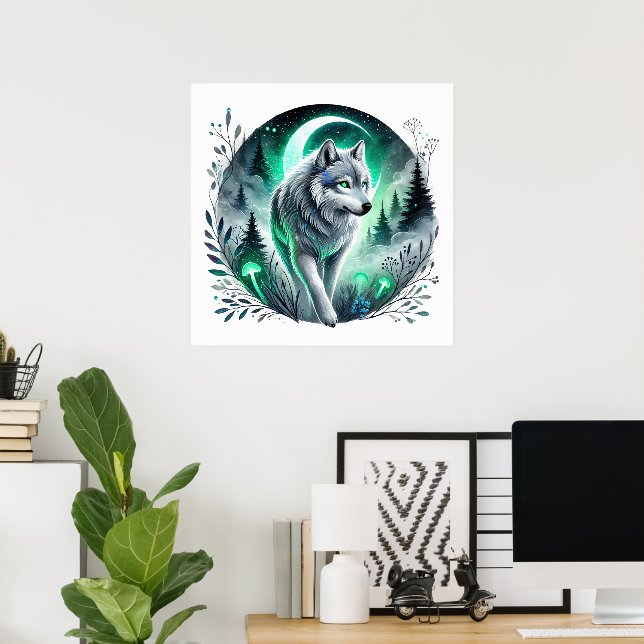 Poster animal amateur de loups cool (Bureau à domicile)