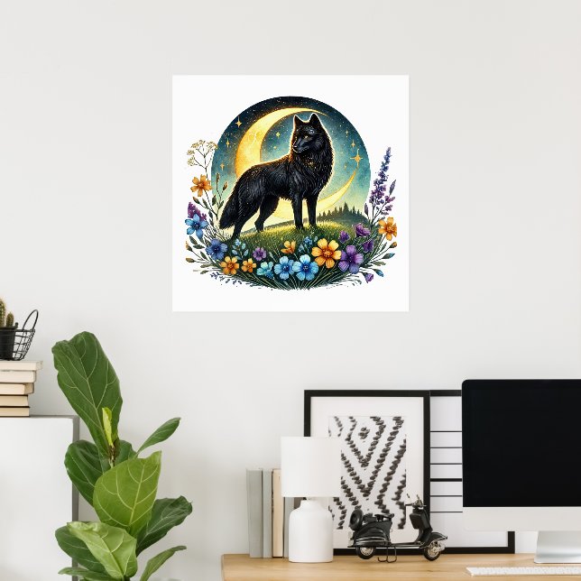 Poster animal amateur de loups cool (Bureau à domicile)