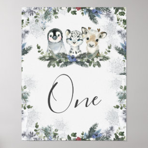 Poster Animal arctique Onederland Anniversaire Numéro de 