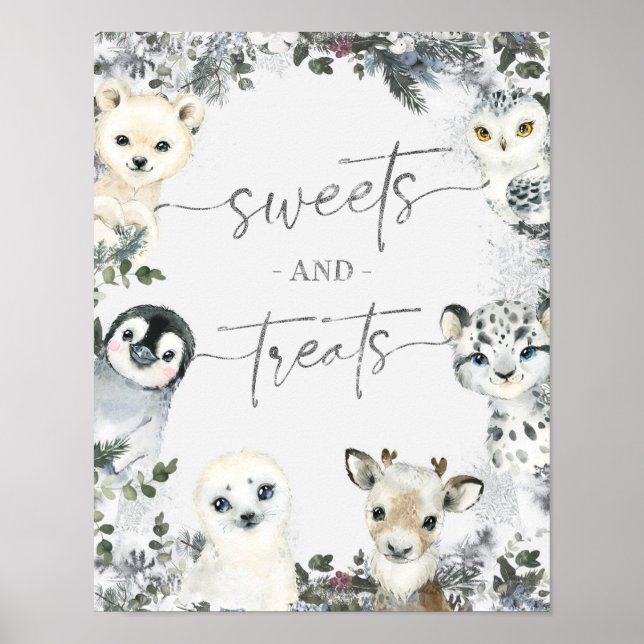 Poster Animal arctique Onederland Anniversaire Sweets Tra (Devant)