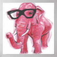 Animal Dapper | Eléphant Rose Dans Les Lunettes De