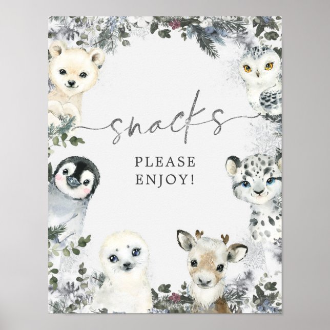 Poster Animal de l'Arctique Hiver Onederland Anniversaire (Devant)