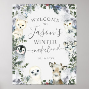 Poster Animal de l'Arctique Hiver Onederland Anniversaire