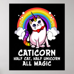 Poster Animal familier magique d'arc-en-ciel de chaton de