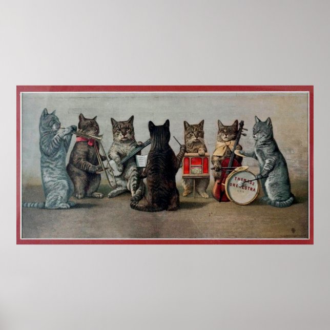 Poster animation vintage de chats (Devant)
