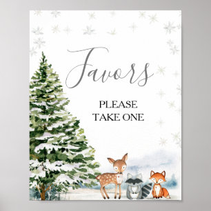Poster Animaux à feuillage persistant Hiver Onederland An