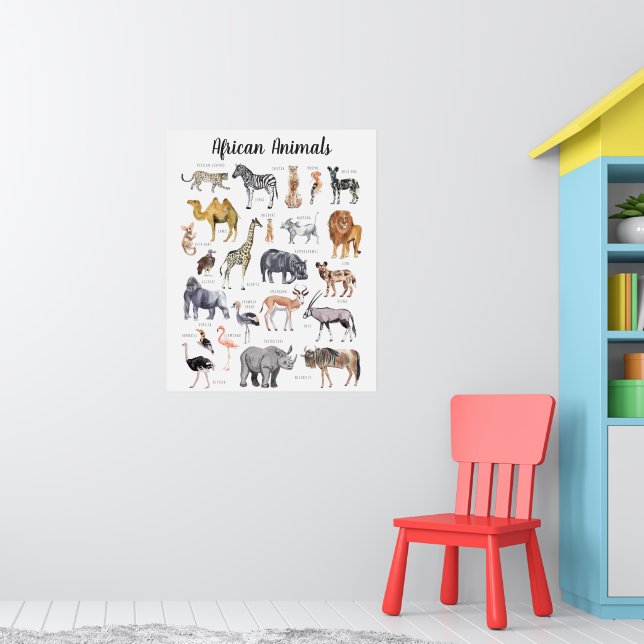 Poster Animaux Africains | Éducation Apprentissage Salle  (Pépinière 1)