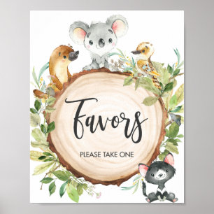 Poster Animaux australiens Baby shower de verdure