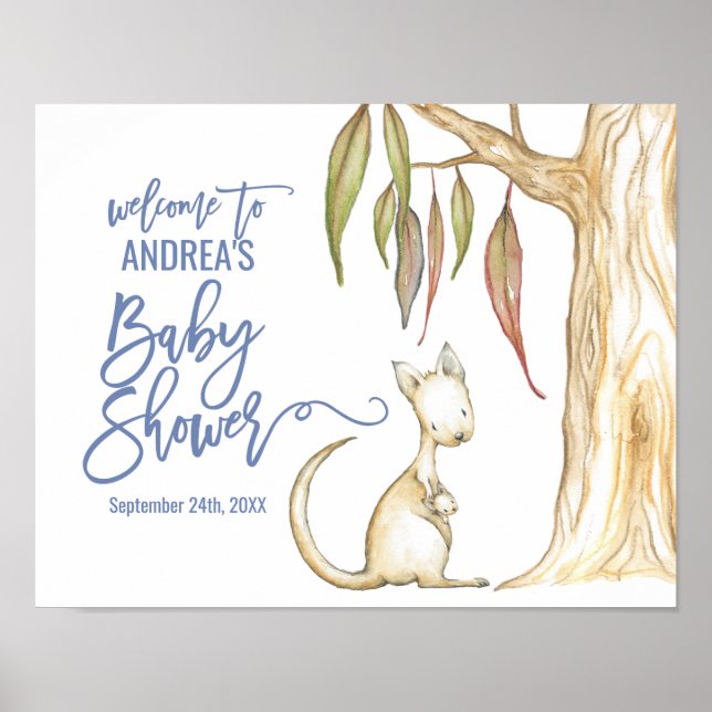 Poster Animaux australiens | Bienvenue du Baby shower Kan (Devant)