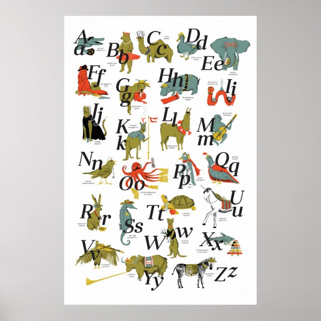 Poster Animaux avec profession Alphabet (Devant)