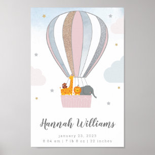 Poster Animaux Ballons à air chaud Statistiques de naissa