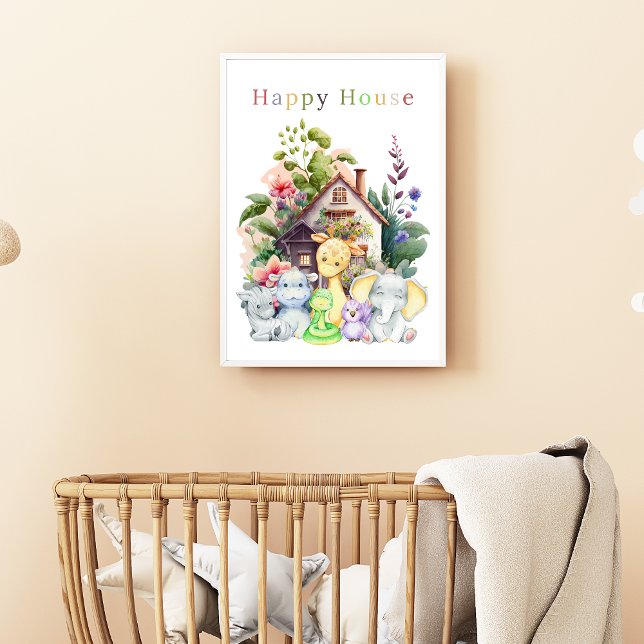 Poster Animaux Bébés Mignons Et Maison Heureuse | Texte C (Créateur téléchargé)
