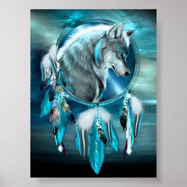Poster Animaux Broderie Diamant kits de peinture Wolf (Devant)