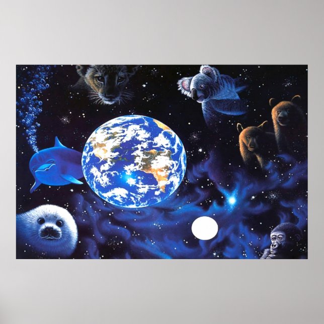 Poster Animaux dans l'espace (Devant)
