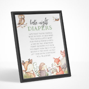 Poster Animaux de bois Baby shower couche nocturne tardiv