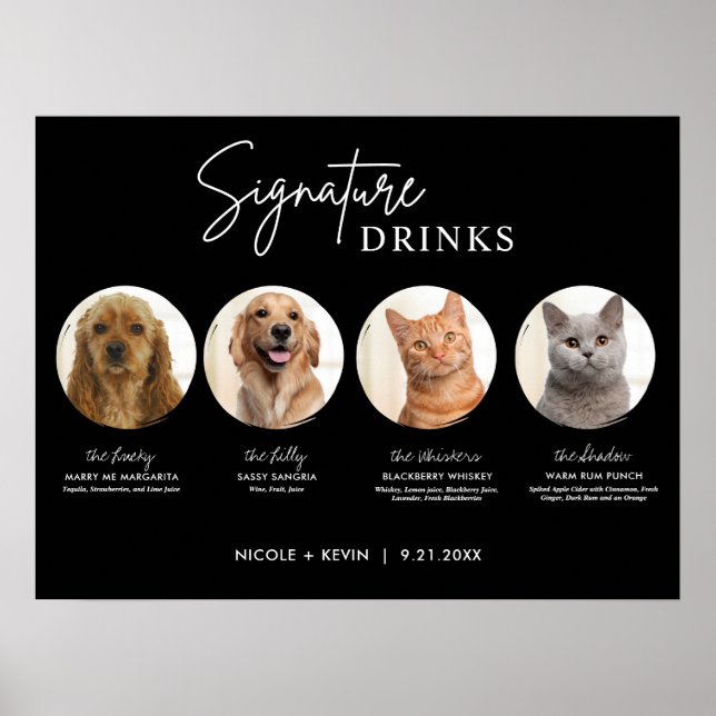 Poster Animaux de compagnie imprimable Signature Boissons (Devant)