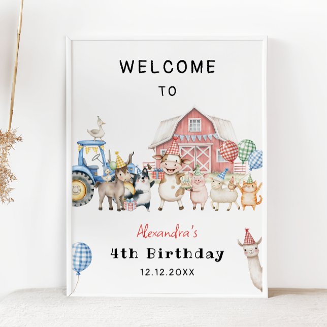 Poster Animaux de ferme Barnyard fête d'anniversaire Bien (Créateur téléchargé)