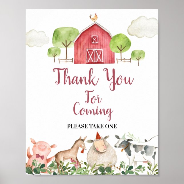 Poster Animaux de ferme Barnyard Merci pour venir (Devant)