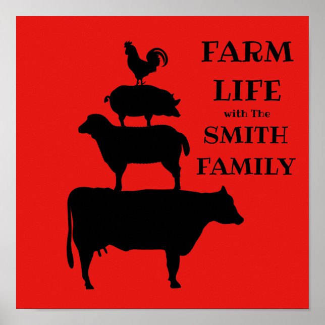 Poster Animaux de ferme de ferme personnalisés (Devant)