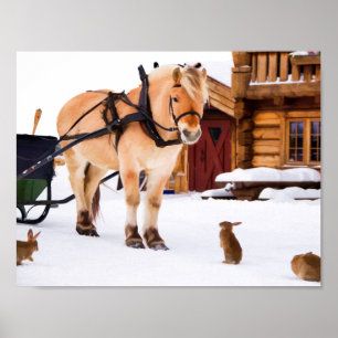 Poster Animaux de ferme parler cheval et lapin