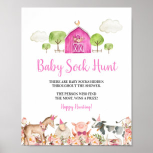 Poster Animaux de ferme rose Barnyard Baby Chasse de soja