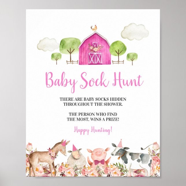 Poster Animaux de ferme rose Barnyard Baby Chasse de soja (Devant)
