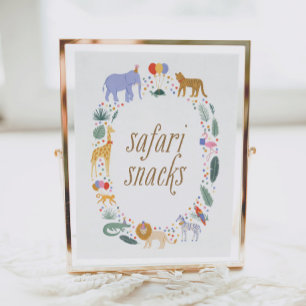 Poster Animaux de fête Anniversaire de fête Safari Snacks