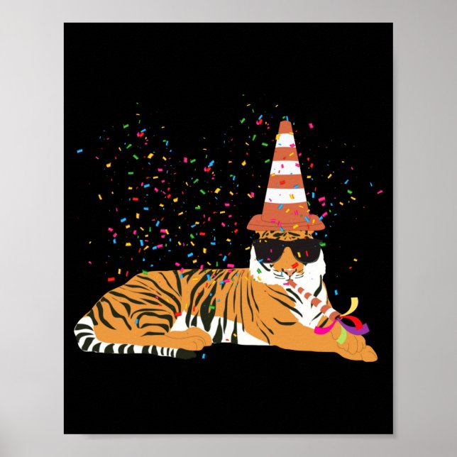 Poster Animaux de fête de tigre faisant la fête  (Devant)