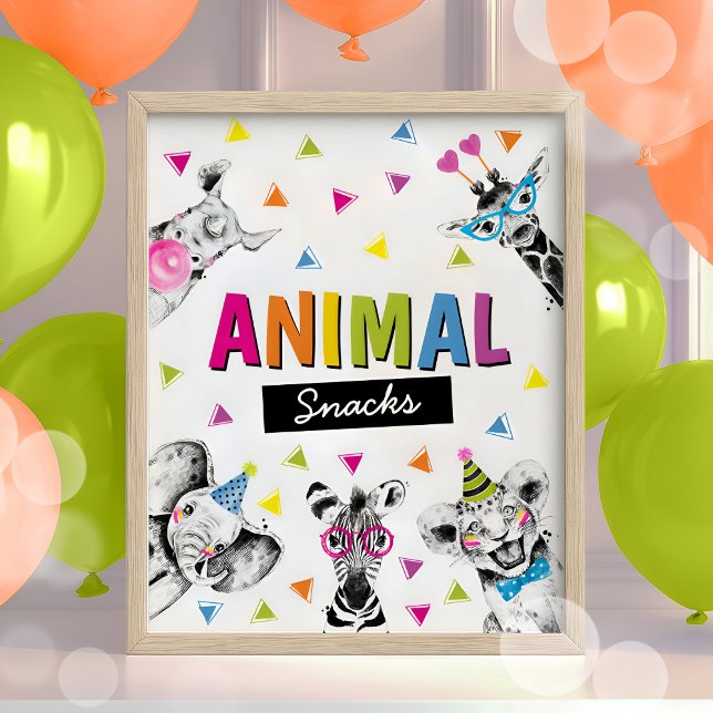 Poster Animaux de fête Safari Aliments Animaux Snacks Ann (Créateur téléchargé)