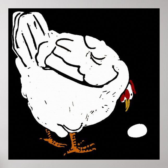Poster Animaux de la ferme de coupe victorienne Poulet et (Devant)