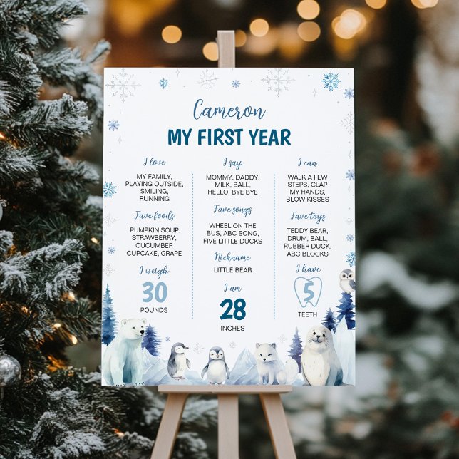 Poster Animaux de l'Arctique Hiver 1er anniversaire Jalon (Créateur téléchargé)