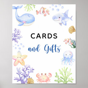 Poster Animaux de l'océan à l'aquarelle - cartes et cadea