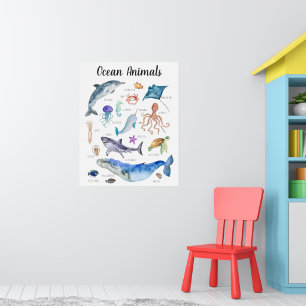 Poster Animaux de l'océan   Éducation Apprentissage Salle
