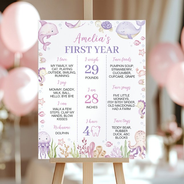 Poster Animaux de l'océan rose sous la mer Jalon de la fê (Créateur téléchargé)