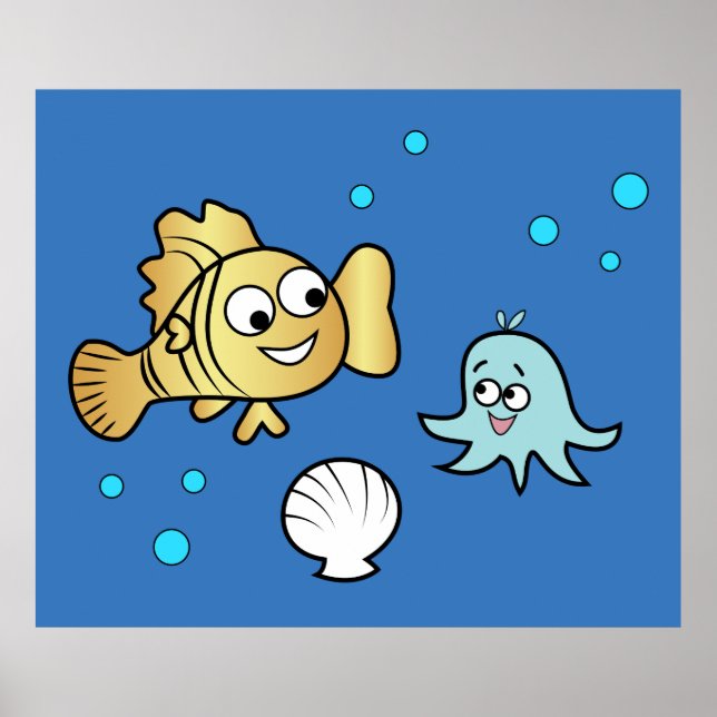 Poster Animaux de mer amusants (Devant)