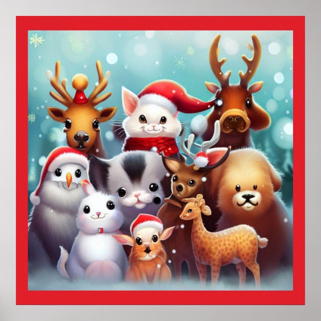 Poster Animaux de Noël 2 (Devant)