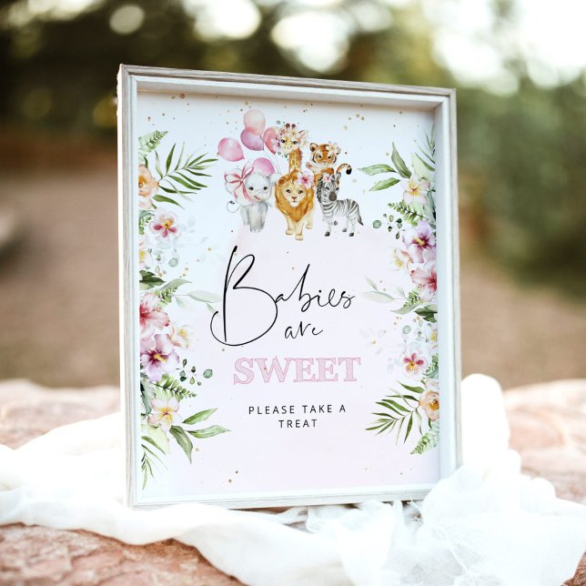 Poster Animaux de safari floraux Les bébés sont de doux P (Créateur téléchargé)