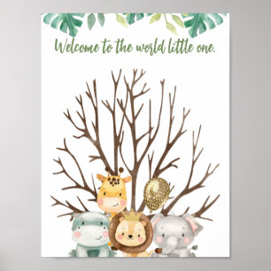 Poster Animaux de safari mignons empreinte digitale Baby 