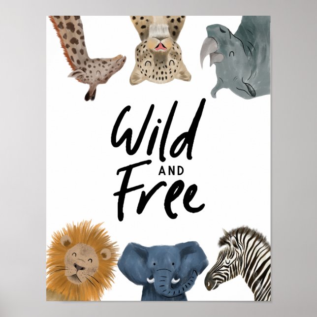 Poster Animaux de Safari Sauvages et Libres Chambre de Bé (Devant)