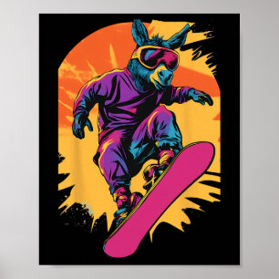 Poster Animaux De Snowboard - Âne Sur Snowboard Snowbo