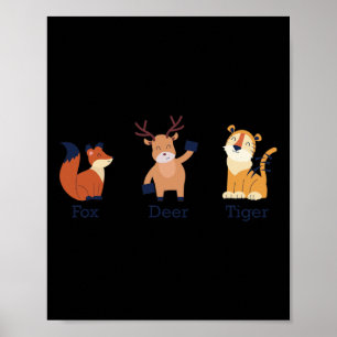 Poster Animaux de tigres de renard de cerf subtils anti-T