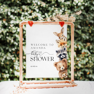Poster Animaux des bois Baby shower moderne