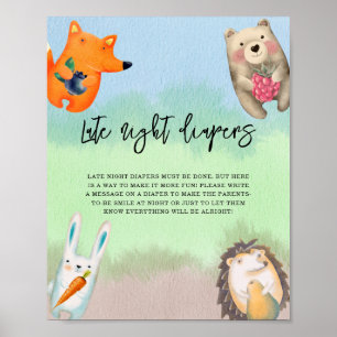 Poster Animaux des bois - couches tard dans la nuit