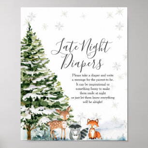 Poster Animaux d'hiver Snowflakes Late Night Diapos